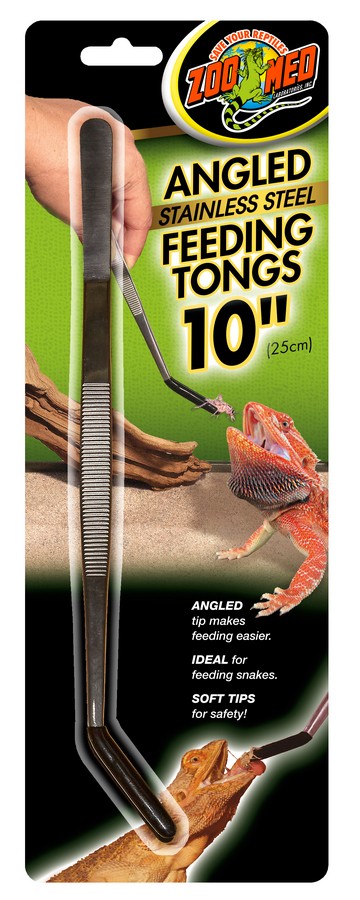 Angled Stainless Stell Feeding Tongs (10")